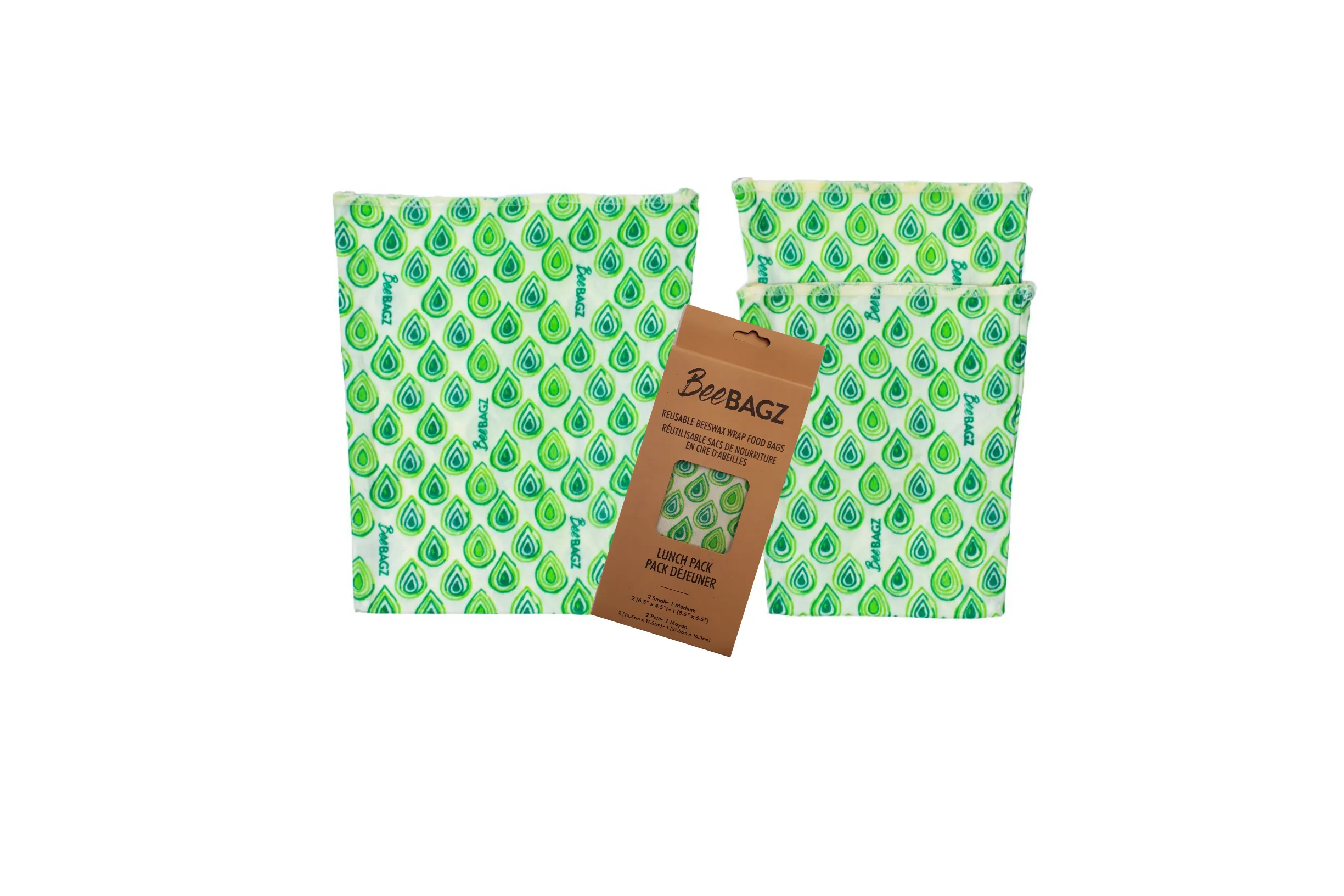 Lunch Pack of 3 - Reusable Beeswax Wrap Food Storage Bags