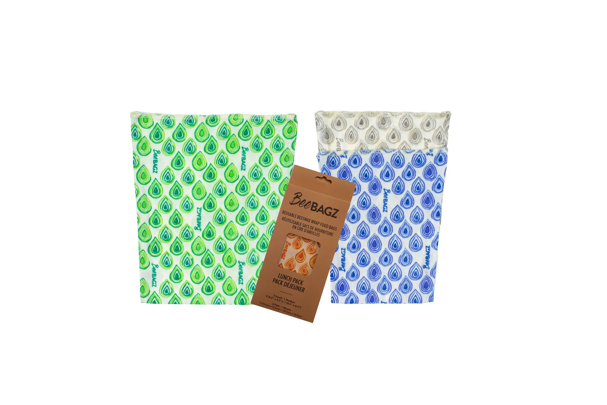 Lunch Pack of 3 - Reusable Beeswax Wrap Food Storage Bags