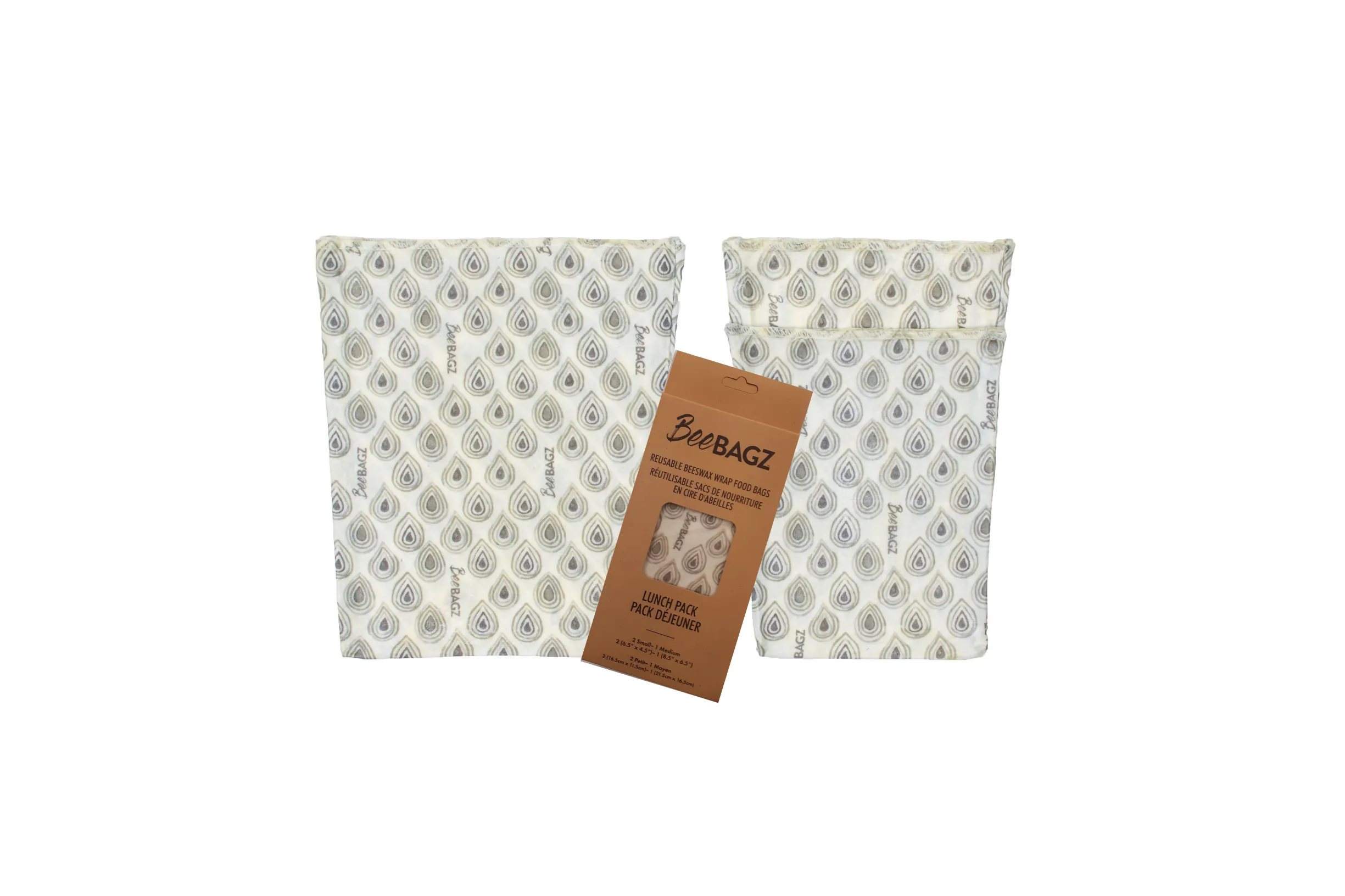 Lunch Pack of 3 - Reusable Beeswax Wrap Food Storage Bags