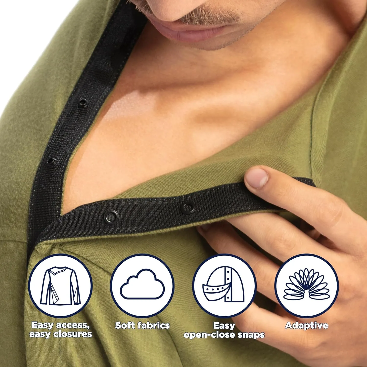 MAI Shoulder Surgery Shirts for Women - Soft Fabric Tear Away Shirt with Premium Snap, Chemo Shirts for Port Access