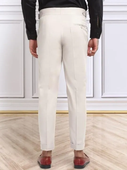 Men's Double Pleated Buckled Slim Pants Stylish Tailored Trouser Formal Wear Adjustable Waist Outfits Pants