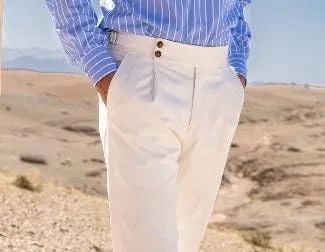 Men's Double Pleated Buckled Slim Pants Stylish Tailored Trouser Formal Wear Adjustable Waist Outfits Pants