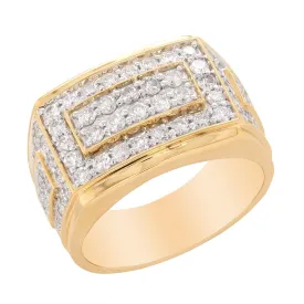 MEN'S YELLOW GOLD FASHION RING WITH 86 ROUND CUT DIAMONDS, 2.00 CT TW