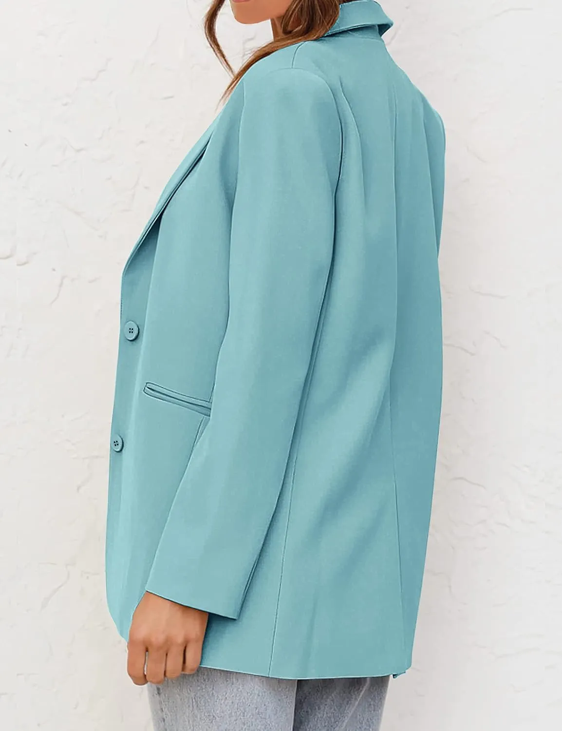 MEROKEETY Women's 2024 Fall Casual Blazers Long Sleeve Lapel Open Front Button Work Blazer Jackets with Pockets