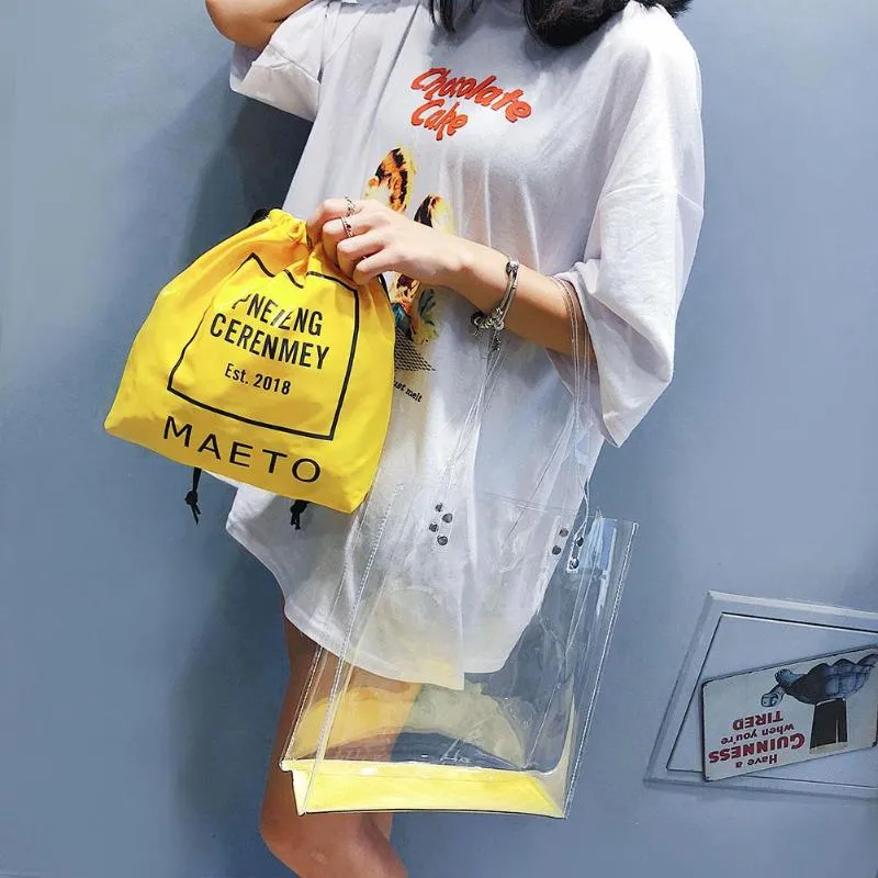 MOJOYCE Transparent PVC Bags Women Drawstring Bag