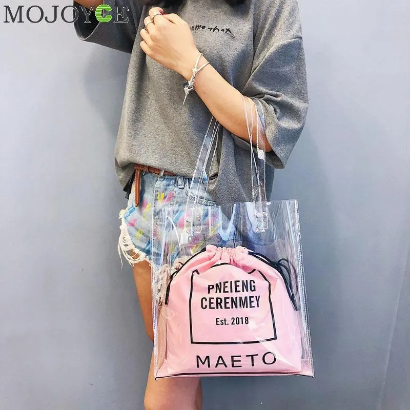 MOJOYCE Transparent PVC Bags Women Drawstring Bag