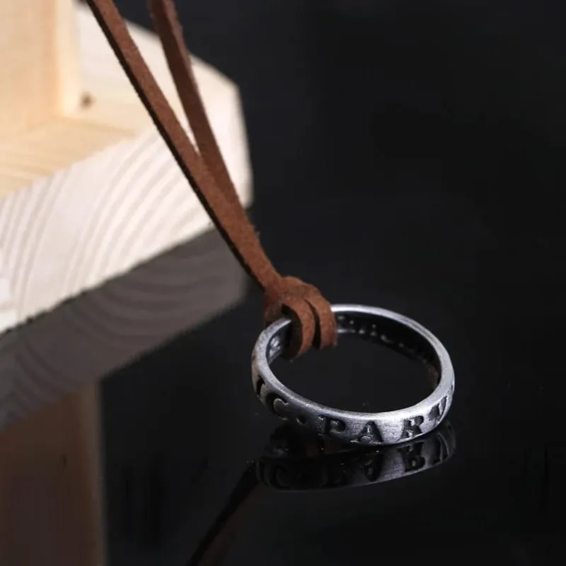 Nathan Drake Uncharted Leather Strip And Ring Pendant Necklace