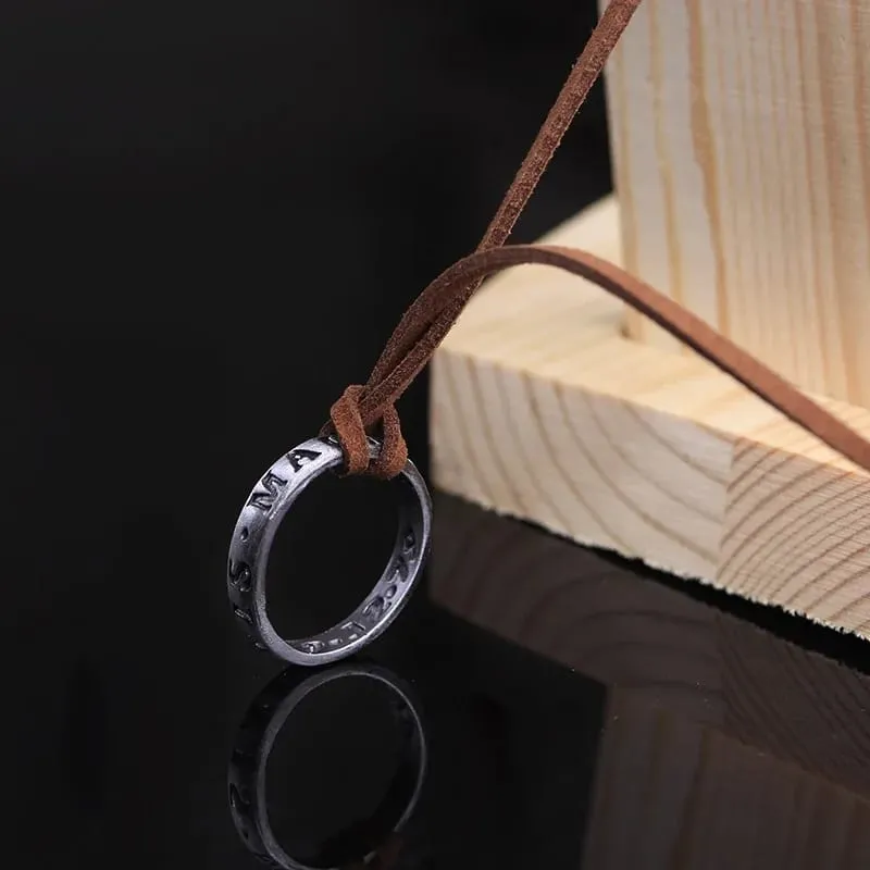 Nathan Drake Uncharted Leather Strip And Ring Pendant Necklace