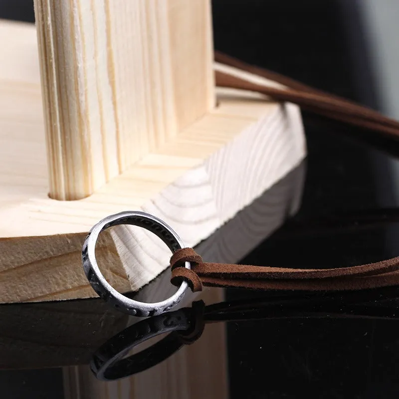 Nathan Drake Uncharted Leather Strip And Ring Pendant Necklace