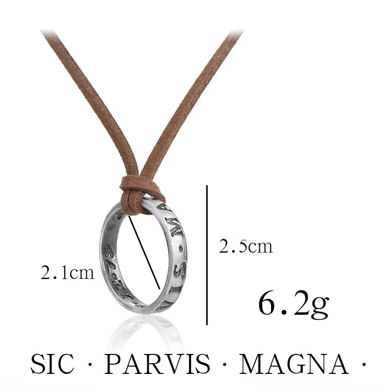 Nathan Drake Uncharted Leather Strip And Ring Pendant Necklace