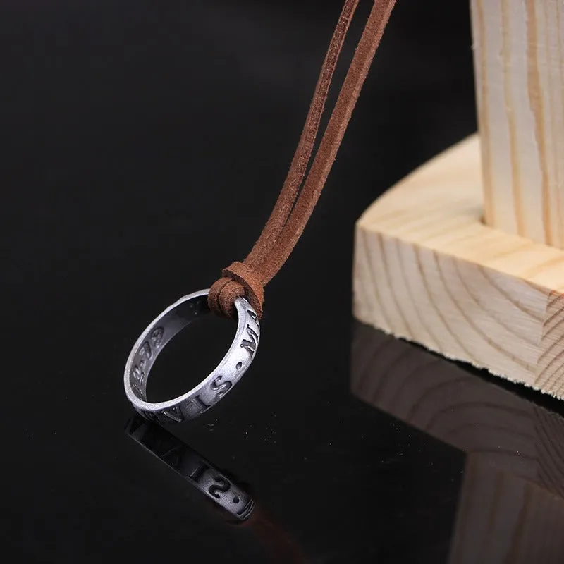 Nathan Drake Uncharted Leather Strip And Ring Pendant Necklace