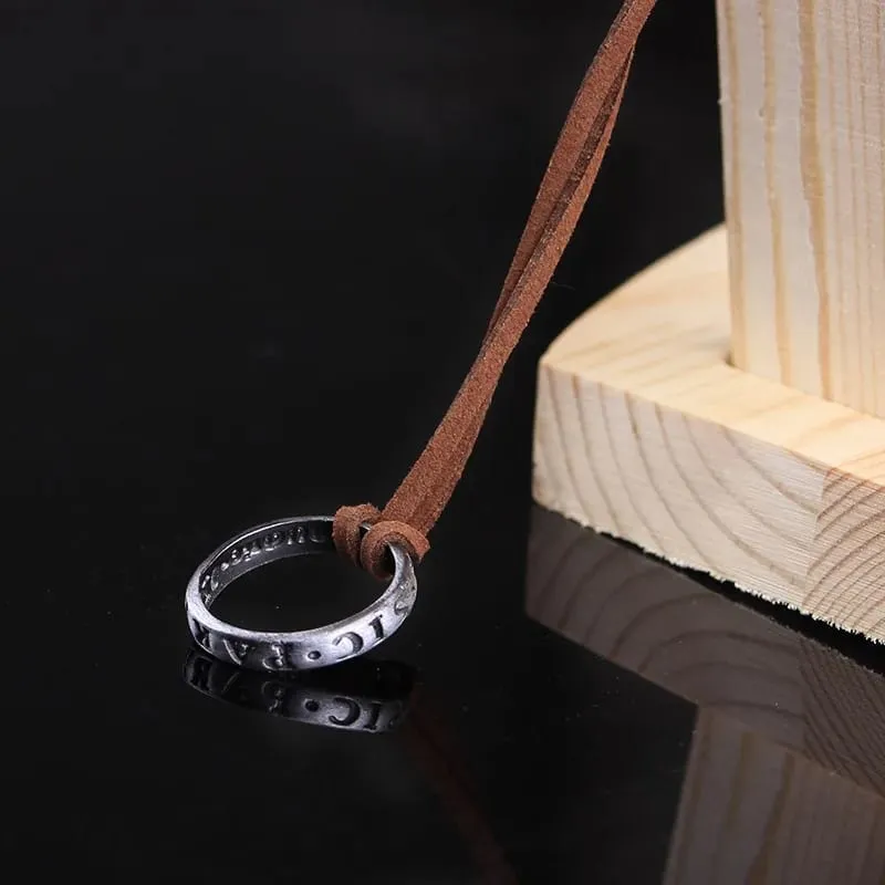 Nathan Drake Uncharted Leather Strip And Ring Pendant Necklace