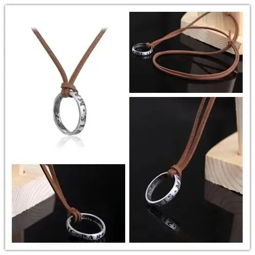 Nathan Drake Uncharted Leather Strip And Ring Pendant Necklace