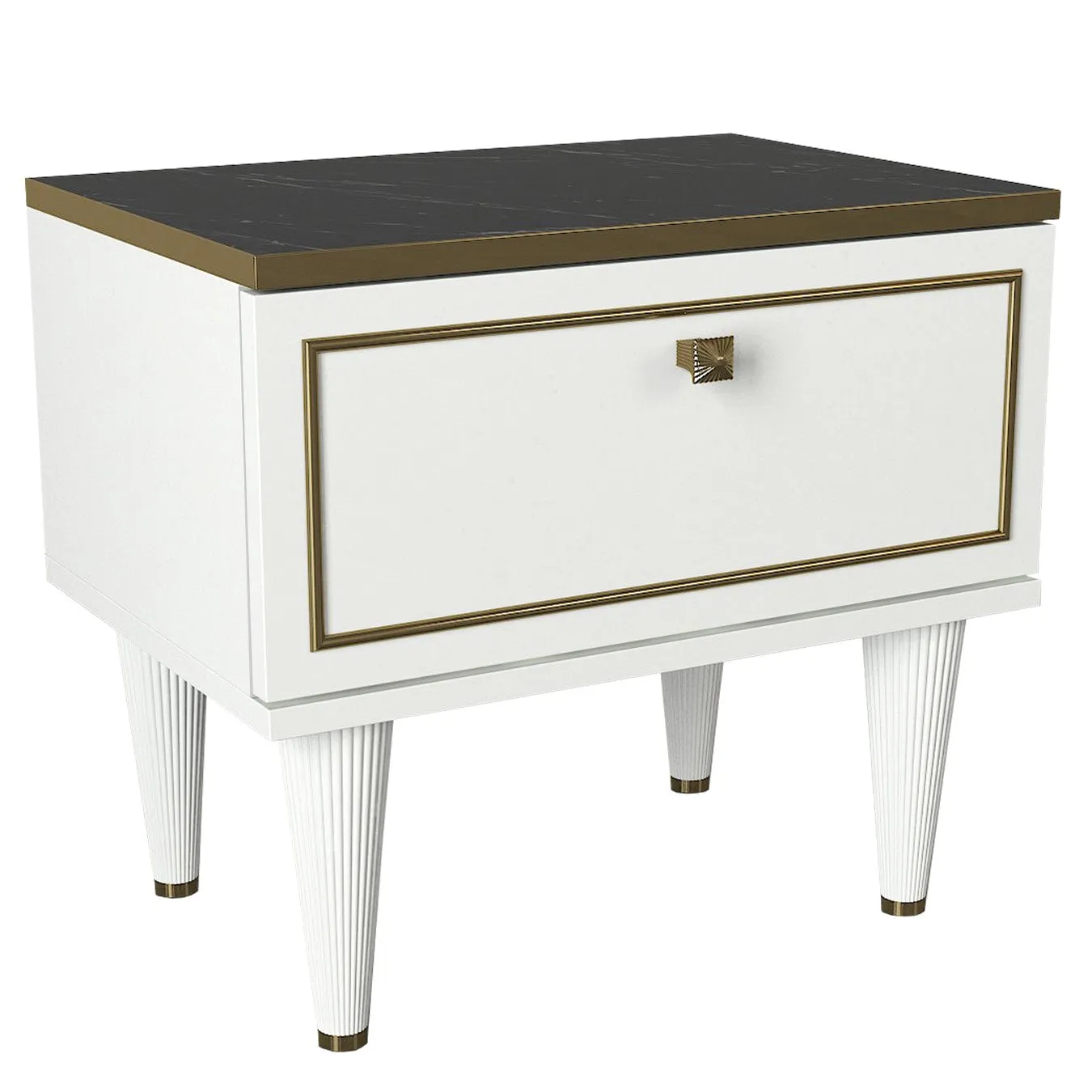 Nightstand Ravenna - White Gold Black