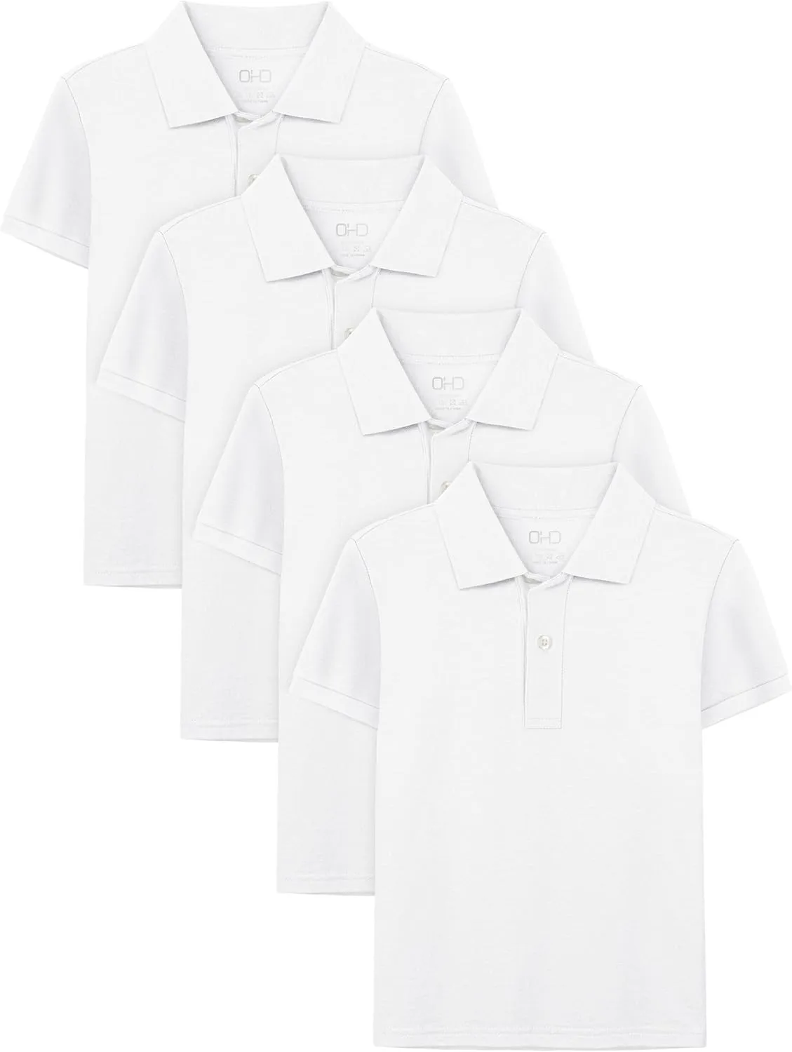 OHD 4 Pack Boys Polo Shirt Cotton School Uniform Polo Shirts for Boys Soft Kids Polo Shirt Multiple Color Short Sleeve Polo