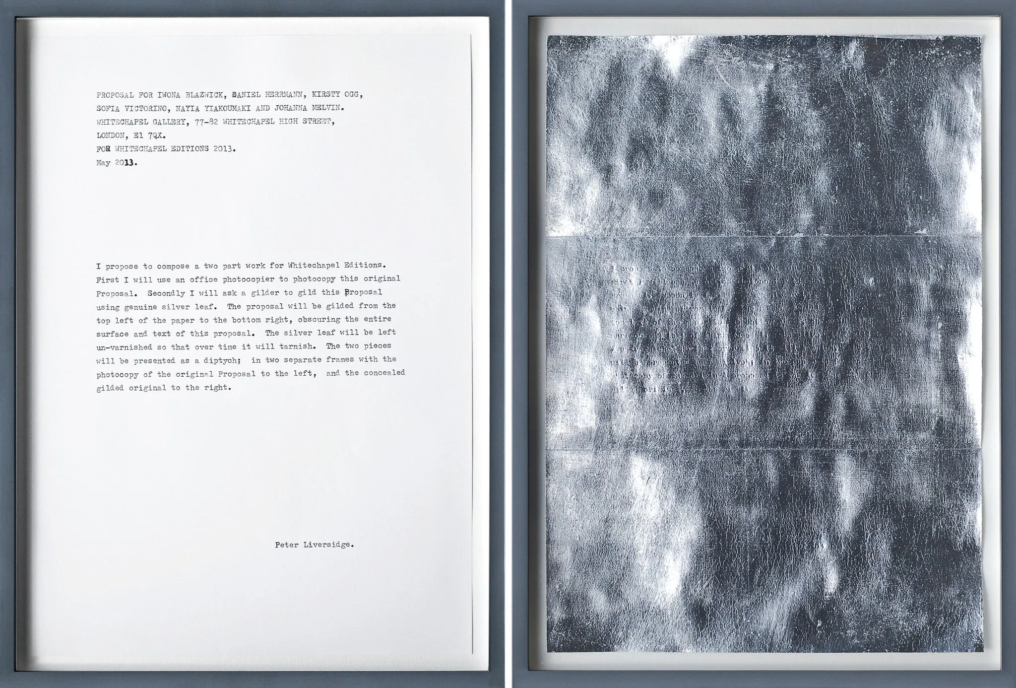 Peter Liversidge | Proposal for Whitechapel Editions (2013)