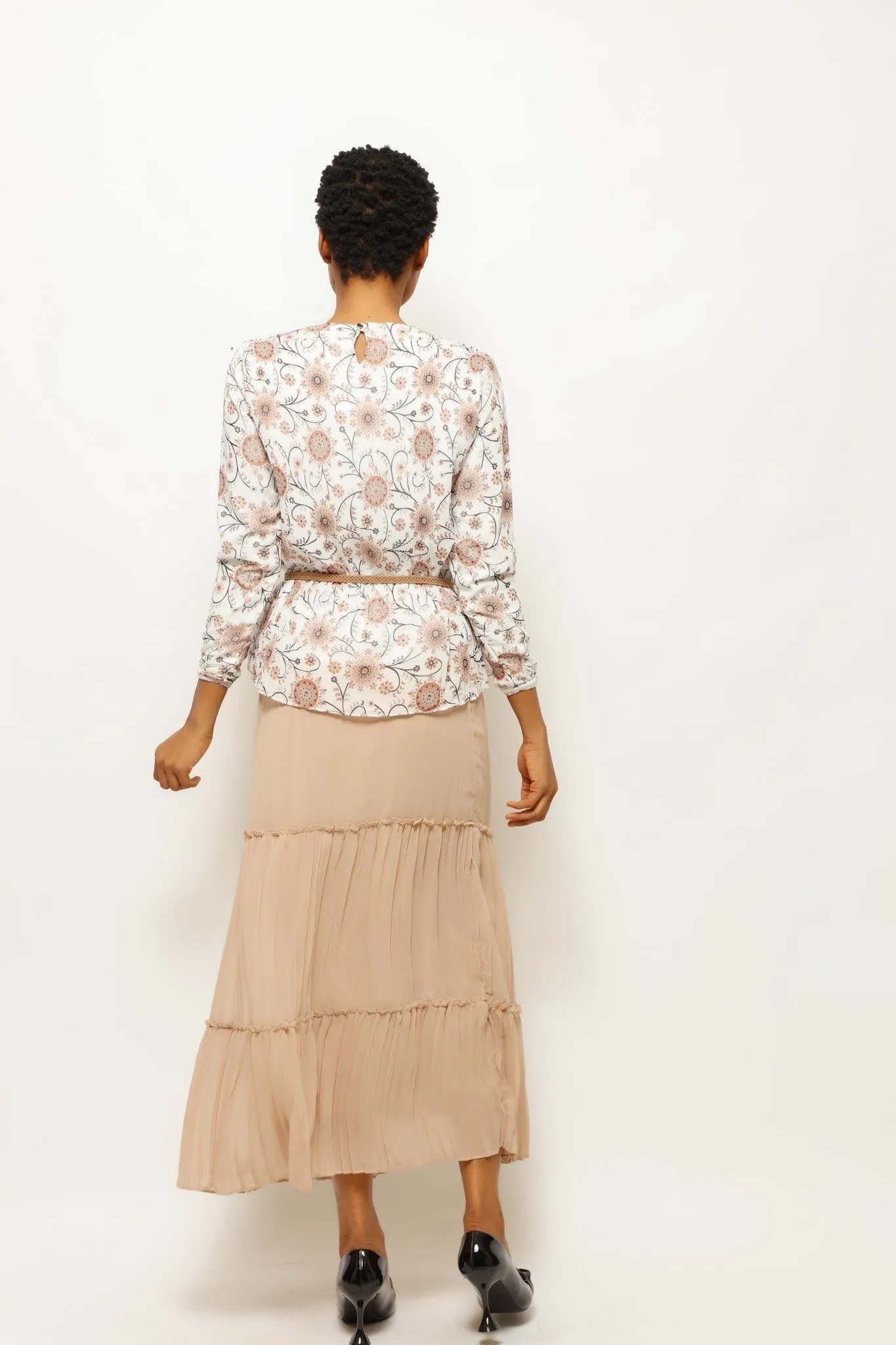PLEATS AND SKIRT FLORAL SET
