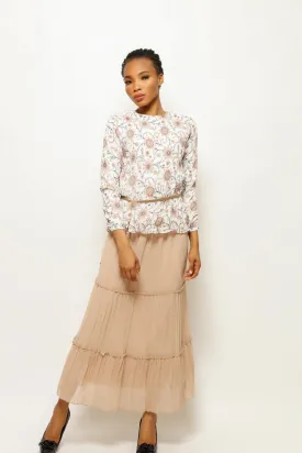 PLEATS AND SKIRT FLORAL SET