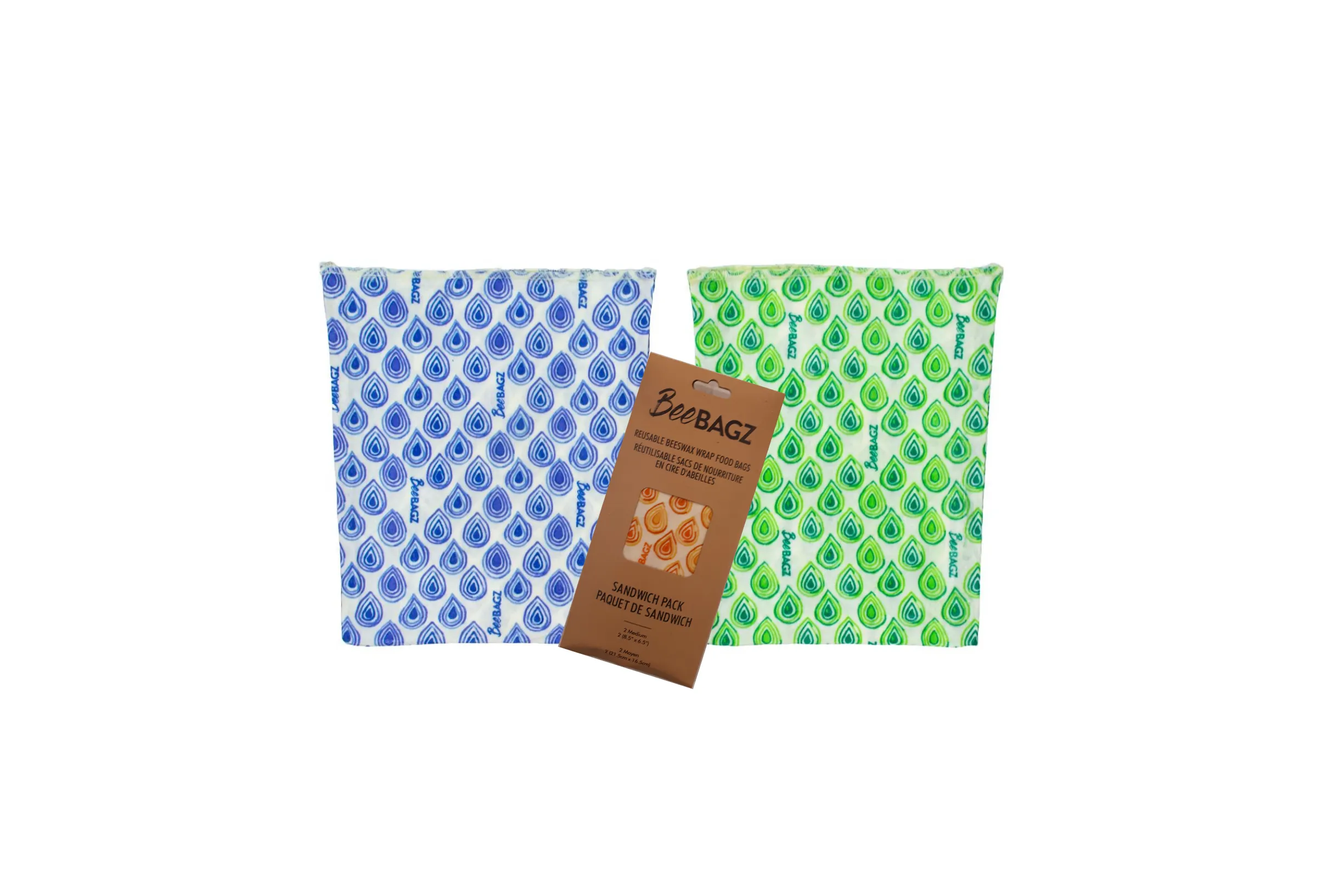 Sandwich Pack of 2 - Reusable Beeswax Wrap Food Storage Bags