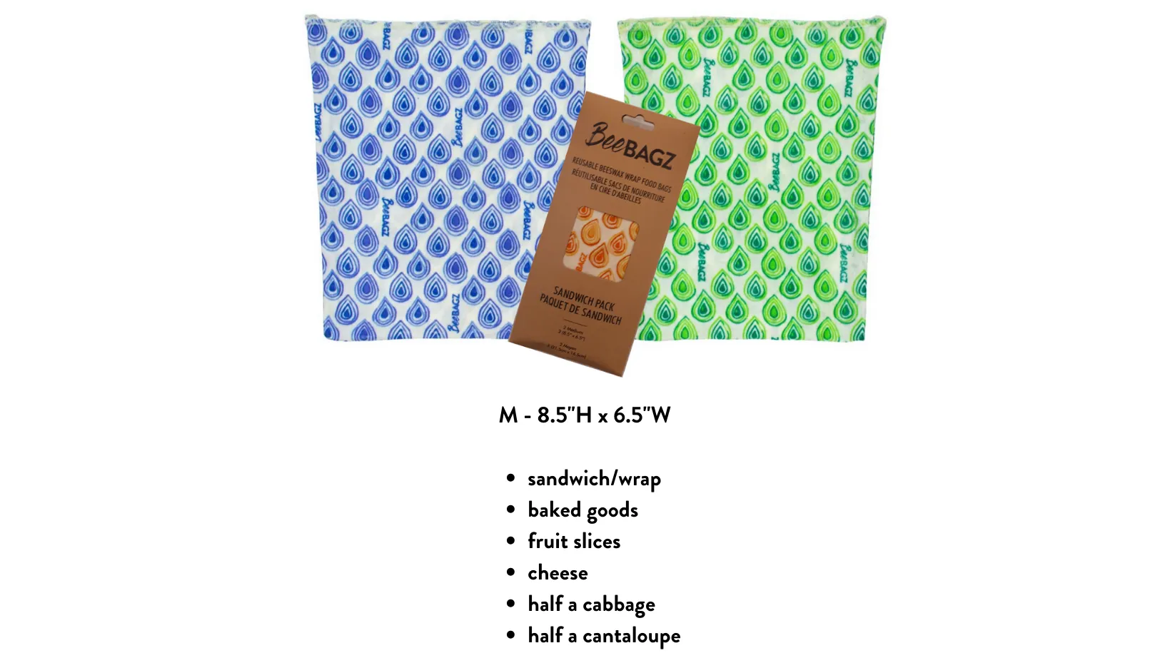 Sandwich Pack of 2 - Reusable Beeswax Wrap Food Storage Bags