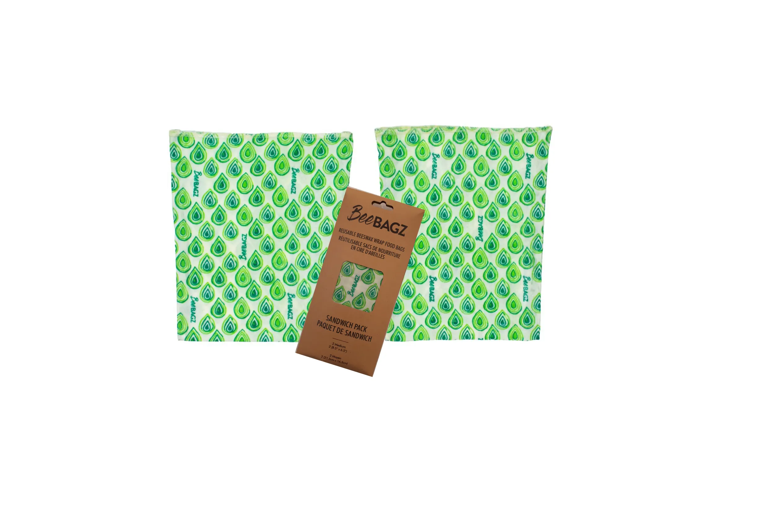 Sandwich Pack of 2 - Reusable Beeswax Wrap Food Storage Bags
