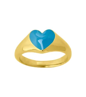 SIGNET RING HEART TURQUOISE GOLD