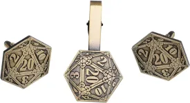 Stylish D&D D20 Cufflinks & Tie Clip Gift Set - Perfect RPG Gamer's Accessory Set