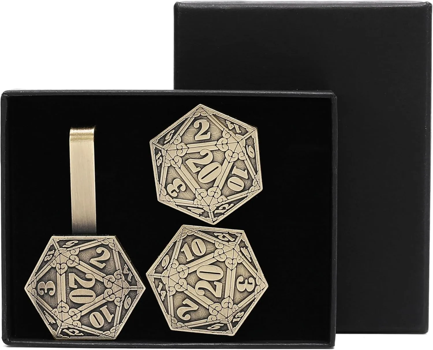 Stylish D&D D20 Cufflinks & Tie Clip Gift Set - Perfect RPG Gamer's Accessory Set