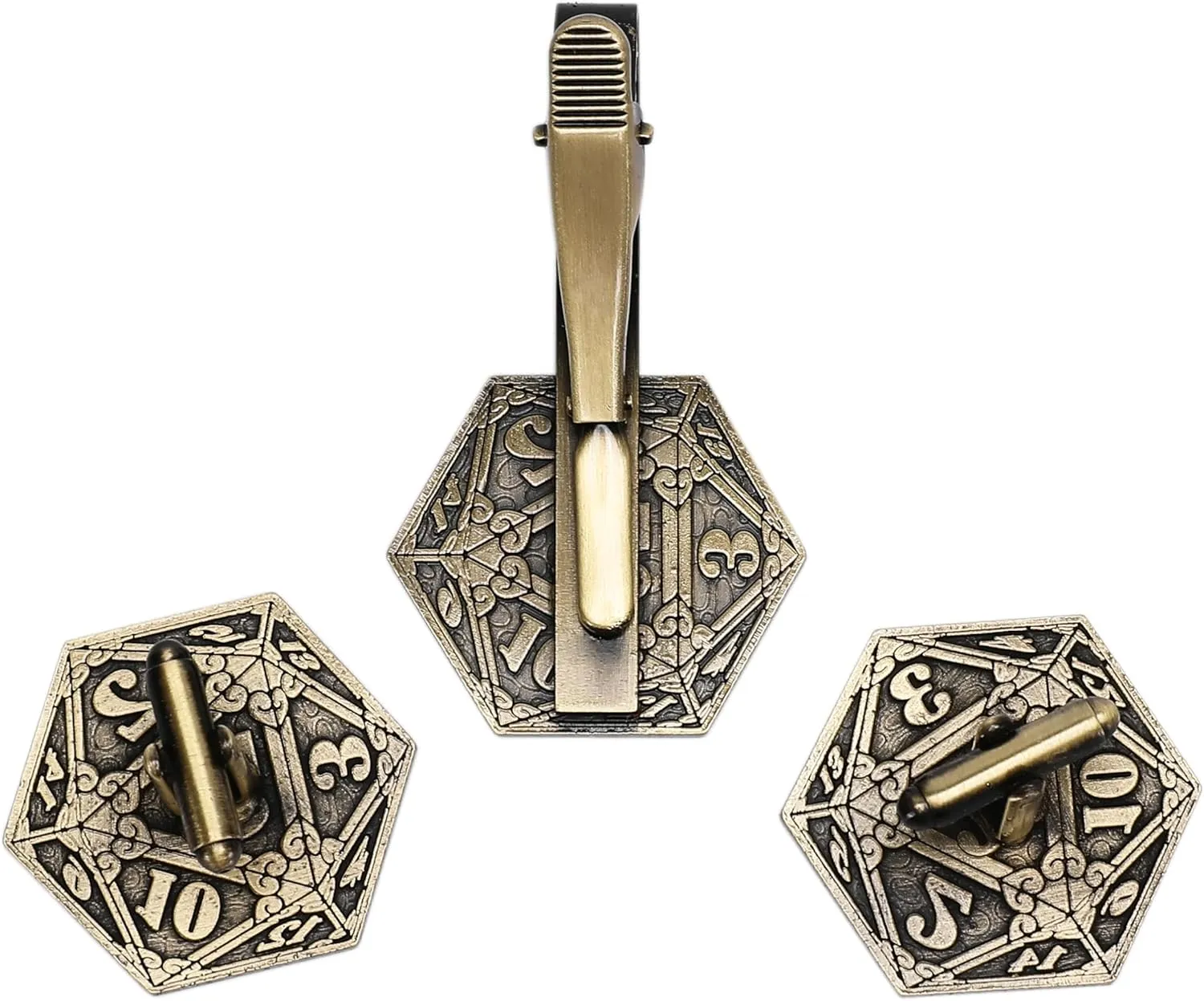 Stylish D&D D20 Cufflinks & Tie Clip Gift Set - Perfect RPG Gamer's Accessory Set