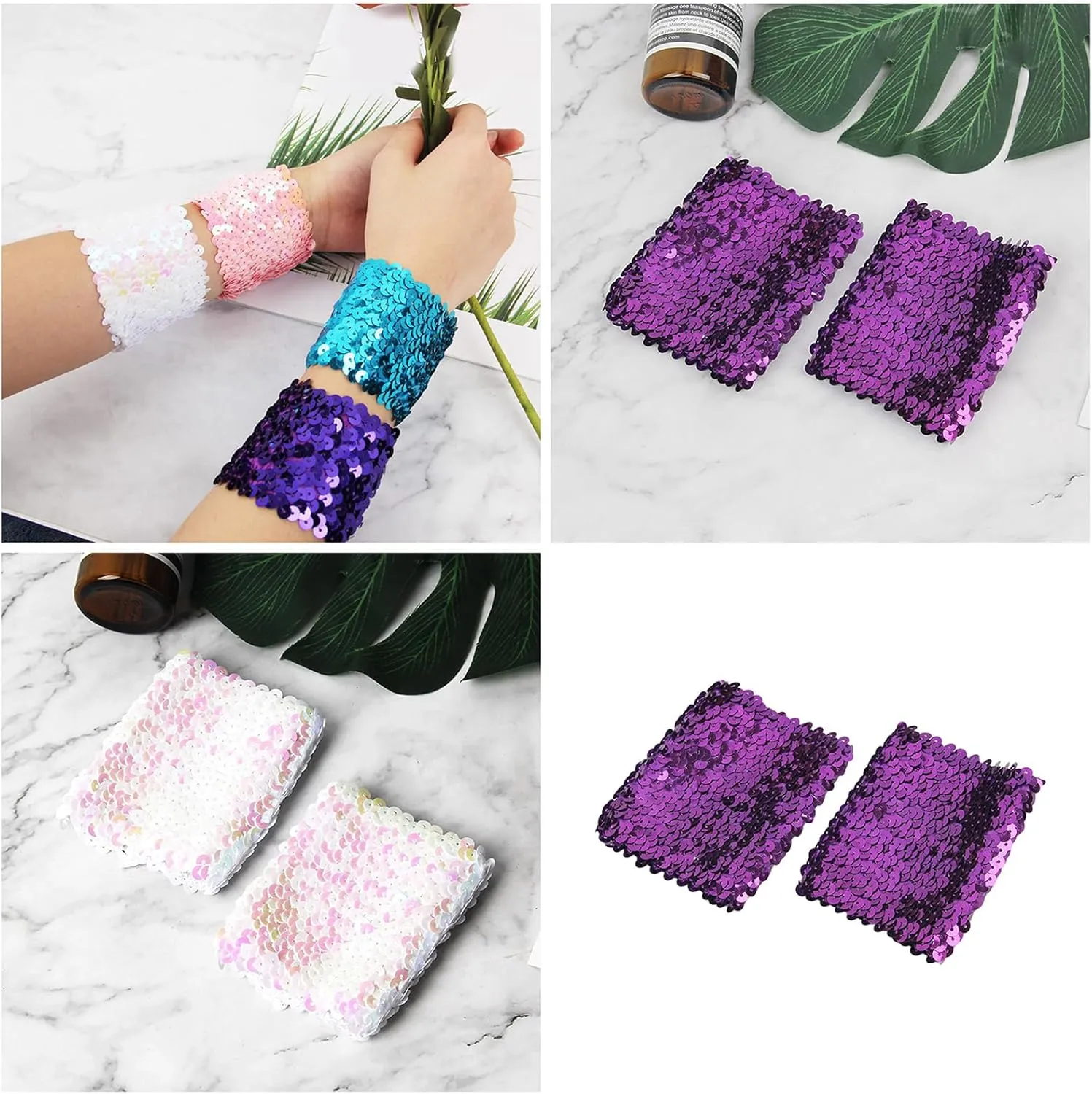 Stylish Stretchy Elastic Arm Sleeves Blingbling Sequins For Party Costume Women's Cuffs Arm Sleeve With Sequins