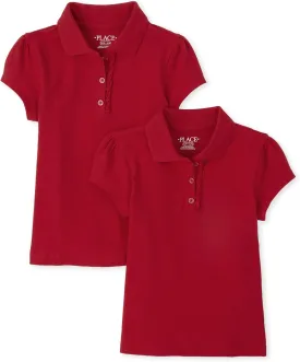 The Children's Place Girls Short Sleeve Ruffle Pique Polo Multipack