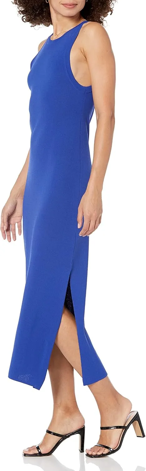 The Drop Women's Gabriela High Neck Cut-in A-line Side-Slit Maxi Sweater Dress