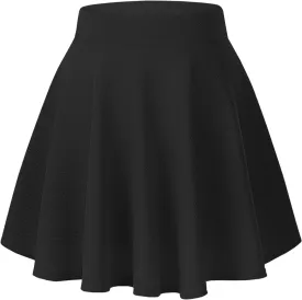 TRENDMALLS Women's Basic Versatile Stretchy Flared Casual Mini Skater Skirt