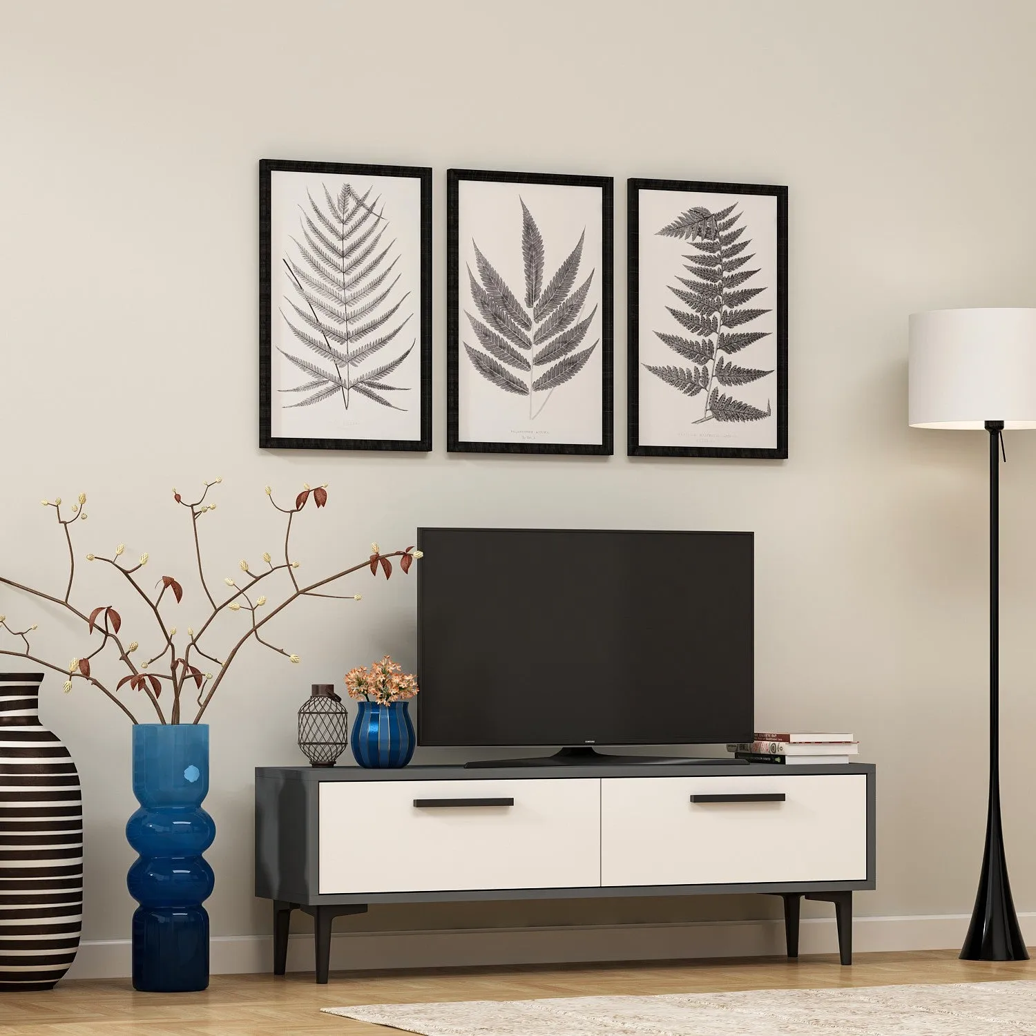 TV Stand Leni - Anthracite, White