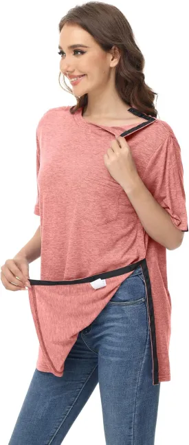 Unisex Post Shoulder Surgery Shirts After Rotator Cuff Surgery Shirt Snap Tearaway Shirts Chemo Port Adaptive Clothing