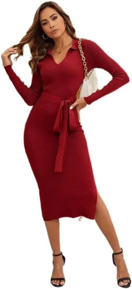 Women's 2025 Summer Bodycon Midi Dress Pencil Dress Ribbed Knit Slim Fit Side Slit Vacation Long Dresses