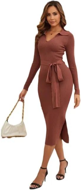 Women's 2025 Summer Bodycon Midi Dress Pencil Dress Ribbed Knit Slim Fit Side Slit Vacation Long Dresses