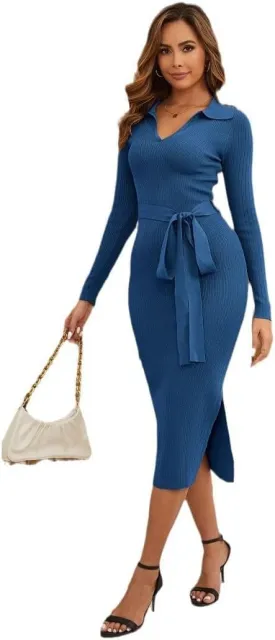 Women's 2025 Summer Bodycon Midi Dress Pencil Dress Ribbed Knit Slim Fit Side Slit Vacation Long Dresses