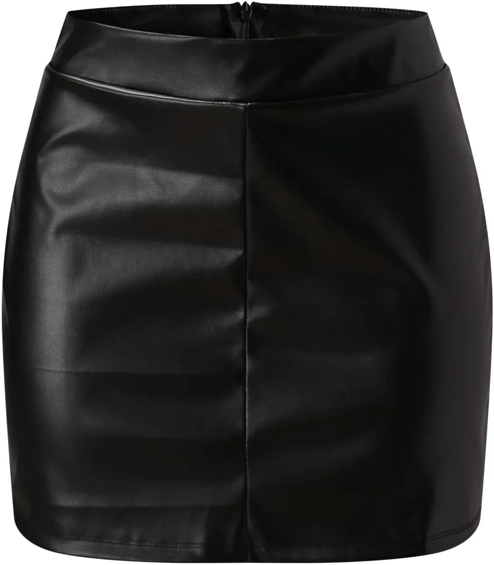 Womens Fashion High Waist Faux Leather Bodycon Mini Pencil Skirt Comfortable Stylish for Everyday Wear