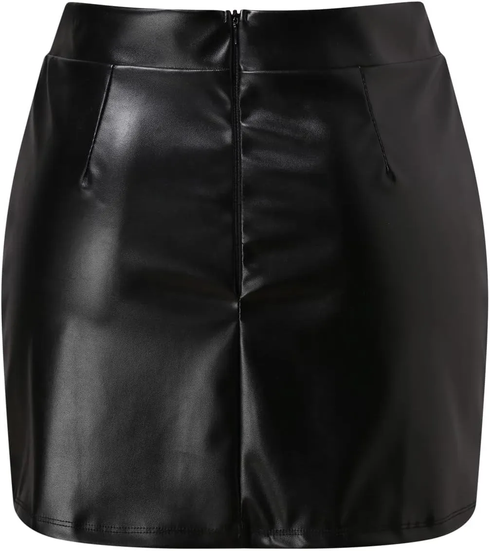 Womens Fashion High Waist Faux Leather Bodycon Mini Pencil Skirt Comfortable Stylish for Everyday Wear