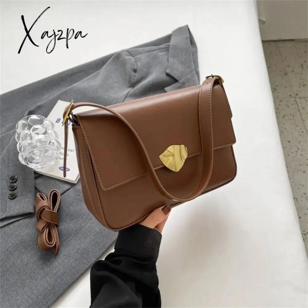 Xajzpa - Retro Brand Ladies Small Tote Bag PU Leather Shoulder Crossbody Bags for Women 2023 Designer Latest Trend Handbags and Purse New