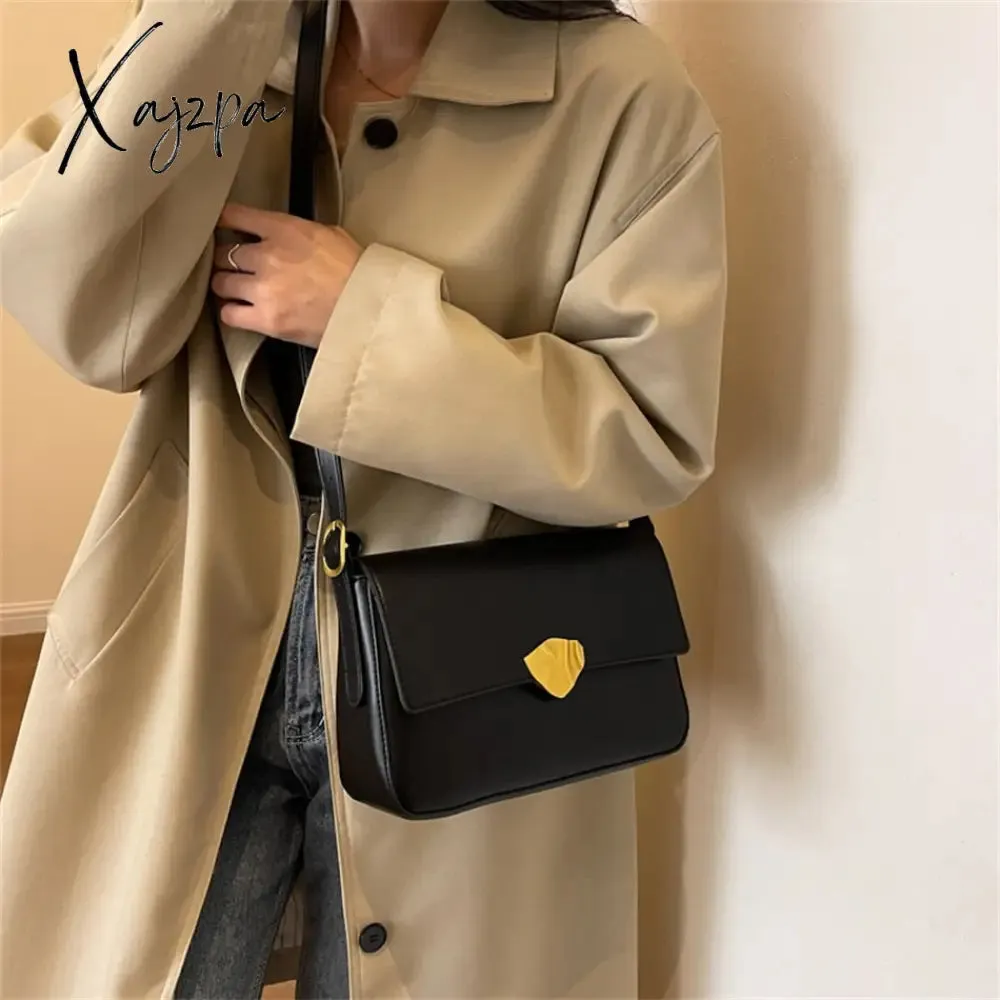 Xajzpa - Retro Brand Ladies Small Tote Bag PU Leather Shoulder Crossbody Bags for Women 2023 Designer Latest Trend Handbags and Purse New