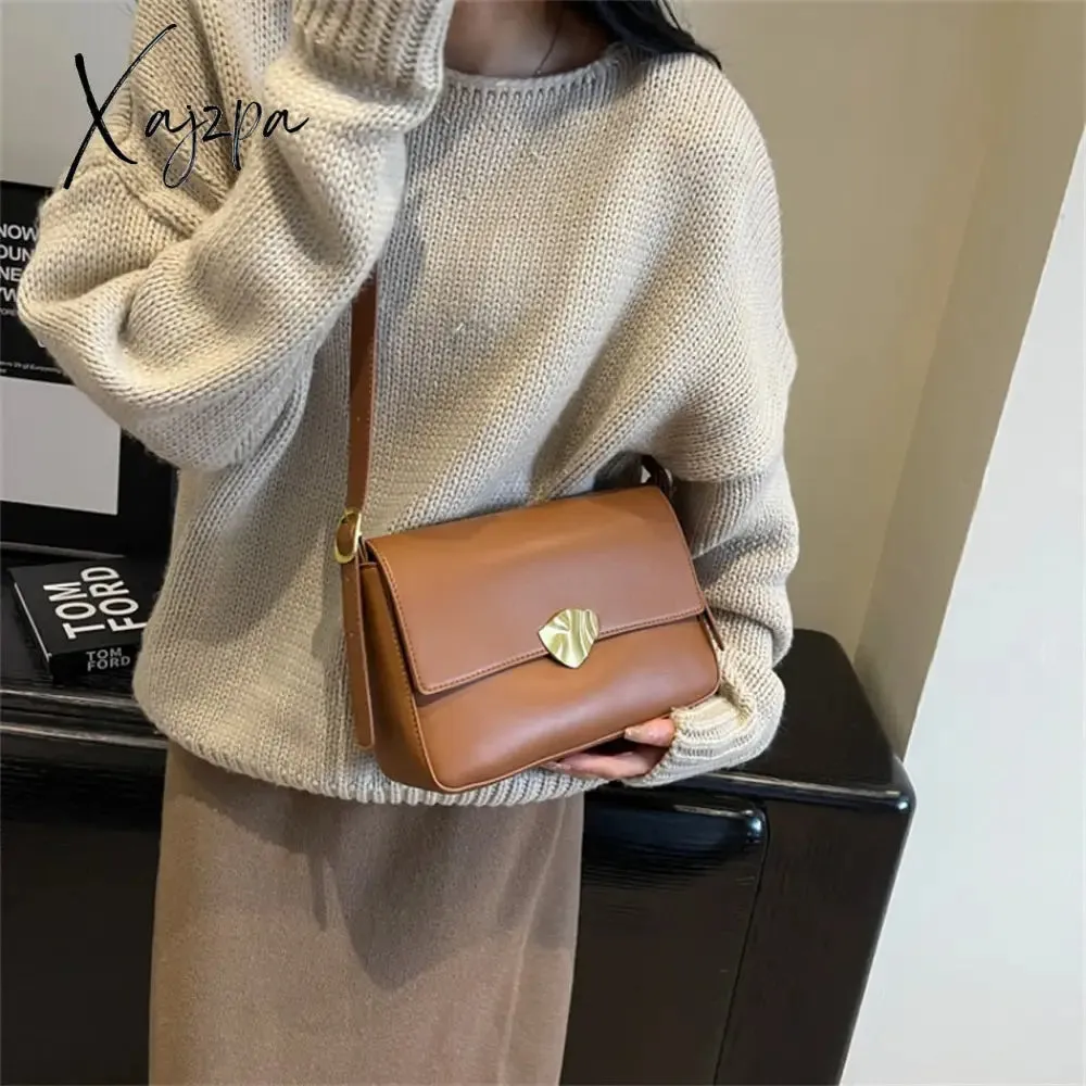 Xajzpa - Retro Brand Ladies Small Tote Bag PU Leather Shoulder Crossbody Bags for Women 2023 Designer Latest Trend Handbags and Purse New
