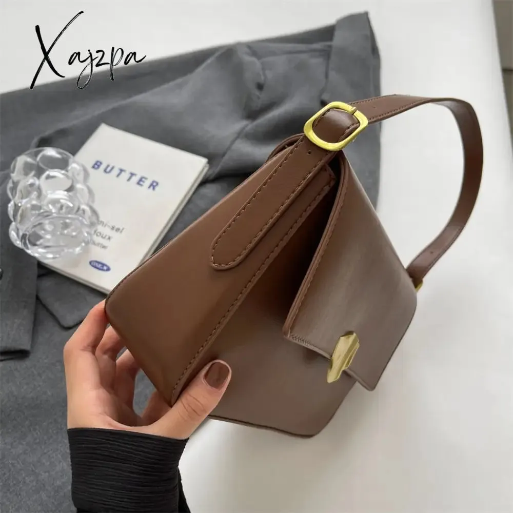 Xajzpa - Retro Brand Ladies Small Tote Bag PU Leather Shoulder Crossbody Bags for Women 2023 Designer Latest Trend Handbags and Purse New