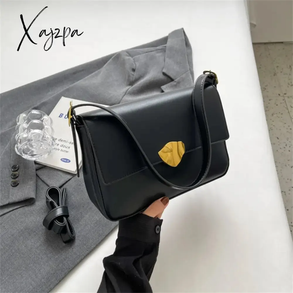 Xajzpa - Retro Brand Ladies Small Tote Bag PU Leather Shoulder Crossbody Bags for Women 2023 Designer Latest Trend Handbags and Purse New