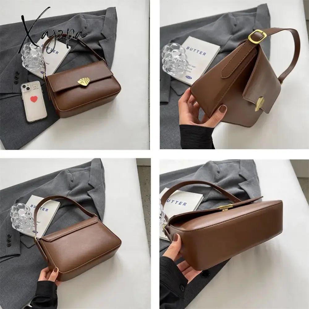 Xajzpa - Retro Brand Ladies Small Tote Bag PU Leather Shoulder Crossbody Bags for Women 2023 Designer Latest Trend Handbags and Purse New