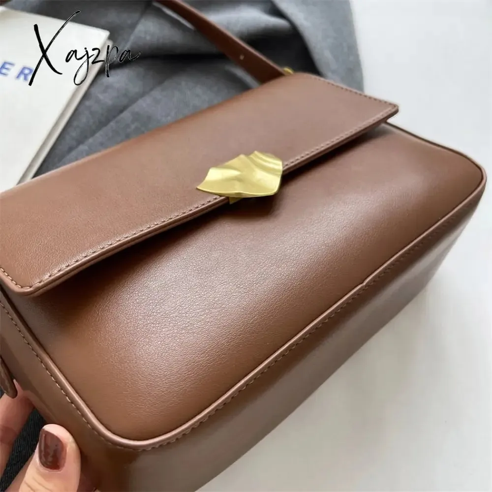 Xajzpa - Retro Brand Ladies Small Tote Bag PU Leather Shoulder Crossbody Bags for Women 2023 Designer Latest Trend Handbags and Purse New