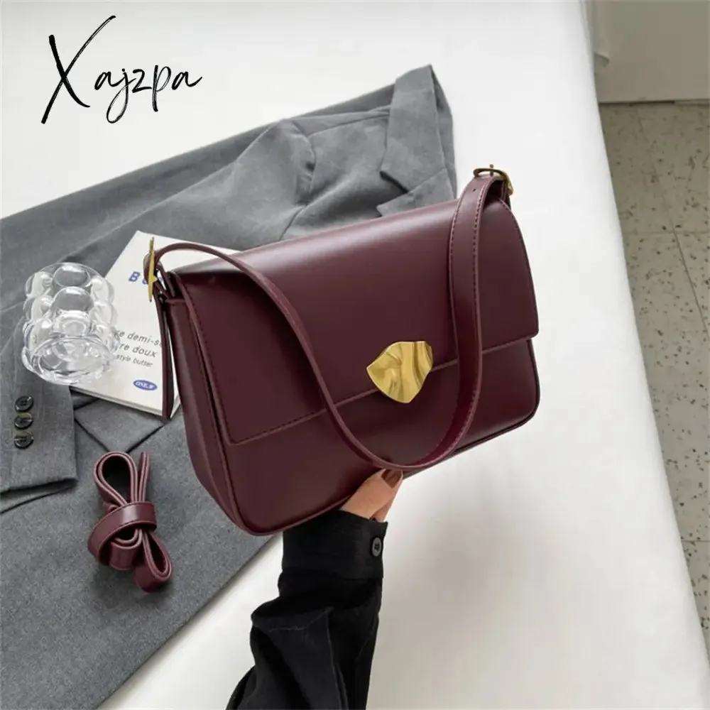 Xajzpa - Retro Brand Ladies Small Tote Bag PU Leather Shoulder Crossbody Bags for Women 2023 Designer Latest Trend Handbags and Purse New