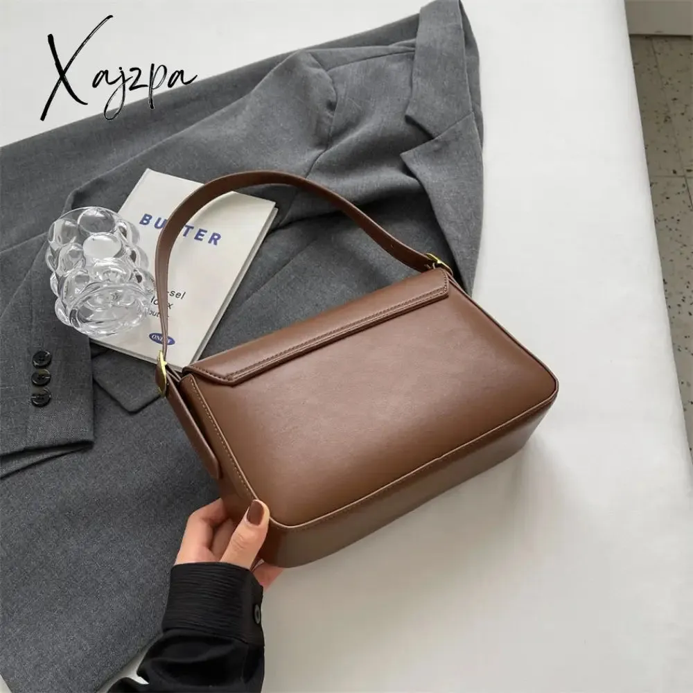 Xajzpa - Retro Brand Ladies Small Tote Bag PU Leather Shoulder Crossbody Bags for Women 2023 Designer Latest Trend Handbags and Purse New