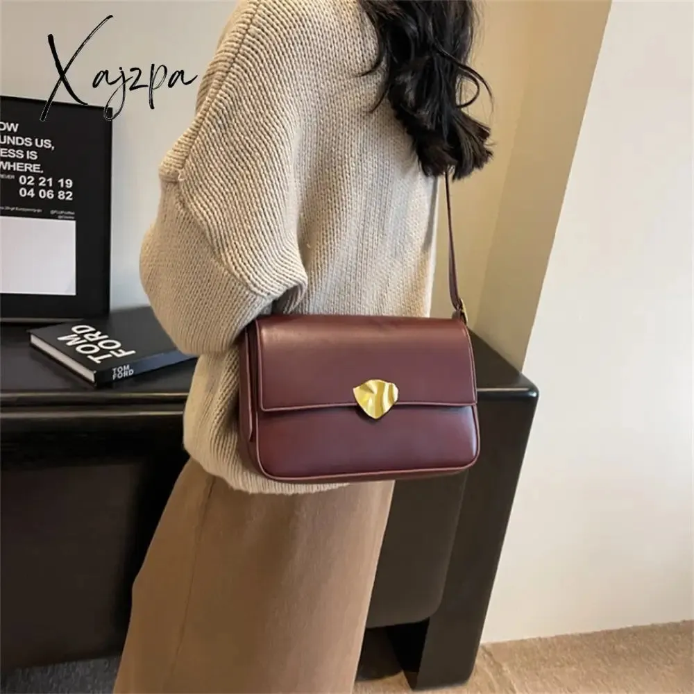 Xajzpa - Retro Brand Ladies Small Tote Bag PU Leather Shoulder Crossbody Bags for Women 2023 Designer Latest Trend Handbags and Purse New
